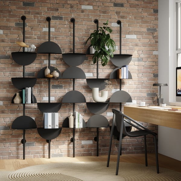 Iš metalo modulinė lentyna juodos spalvos 27x203,5 cm Solis – Umbra-image-1