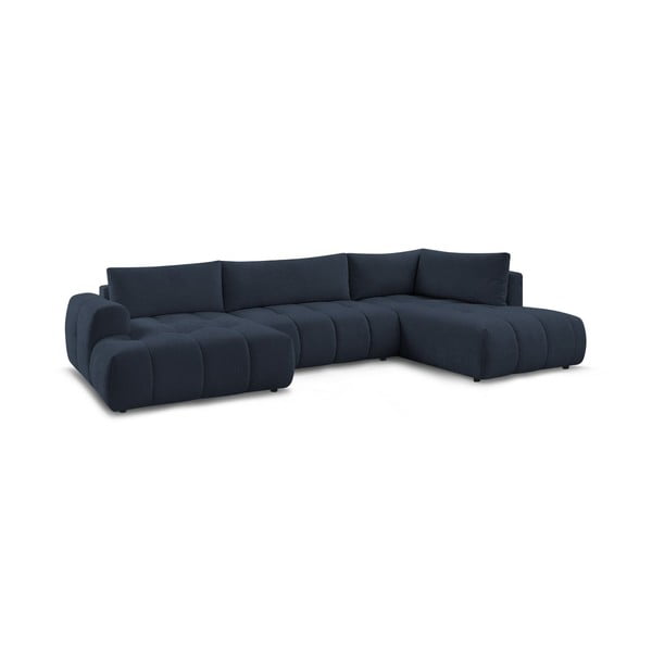 Tamsiai mėlynos spalvos sulankstoma/su sandėliavimo vieta kampinė sofa (su dešiniuoju kampu/„U“ formos) Fuji – Bobochic Paris-image-3