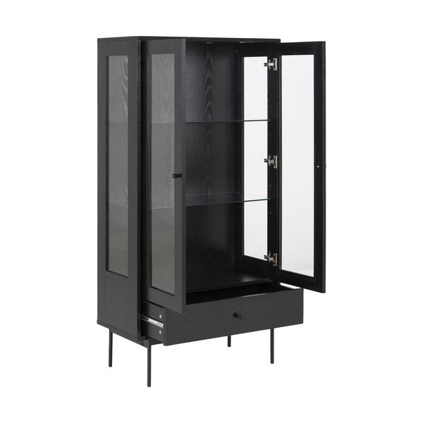 Vitrina juodos spalvos iš uosio 75x152 cm Angus – Actona-image-3