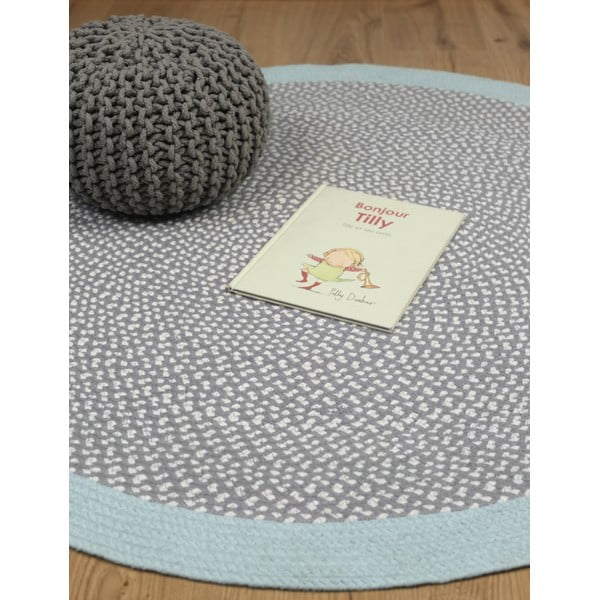 Mėlynas rankų darbo vaikiškas kilimas Nattiot Brenda, ∅ 120 cm-image-3