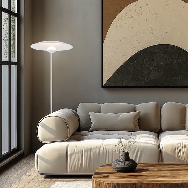 Baltos spalvos pastatomas šviestuvas LED (aukštis 140 cm) su metaliniu gaubtu Lund – Candellux Lighting-image-1