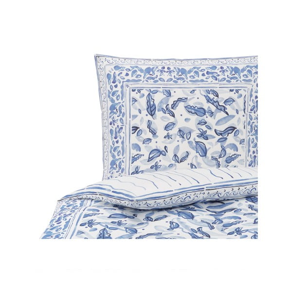 Mėlynai balta viengulė patalynė iš medvilnės Westwing Collection Ryle, 155 x 220 cm-image-2