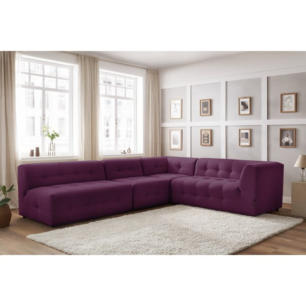 Tamsiai violetinė kampinė sofa (dešinysis kampas) Kleber - Bobochic Paris-image-1