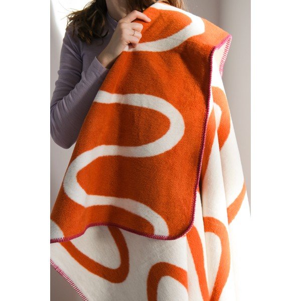 Oranžinės spalvos antklodė ir pledas 150x200 cm Swirl – noo.ma-image-2