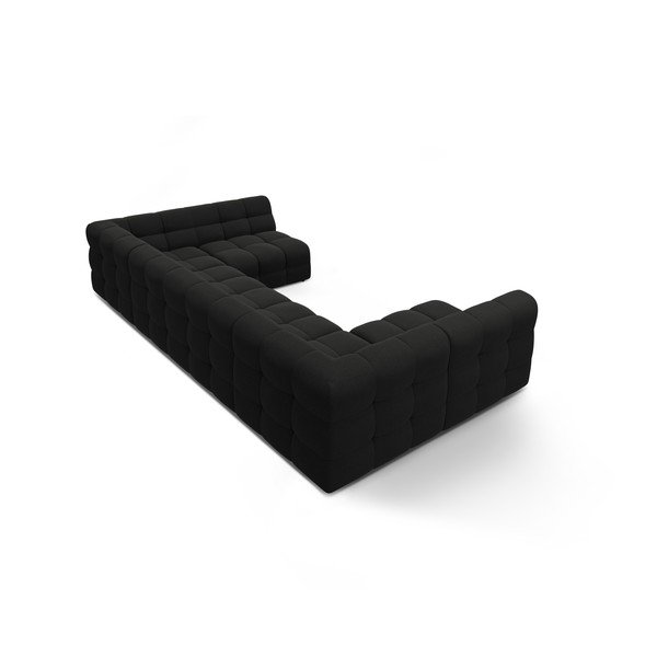 Juodos spalvos kampinė sofa („U“ formos) Kendal – Micadoni -image-4