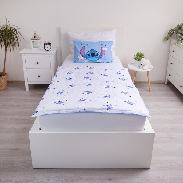 Mėlynos spalvos iš medvilnės vaikiška patalynė vaikiškai lovai 100x135 cm Lilo & Stitch "Clouds" – Jerry Fabrics-image-2