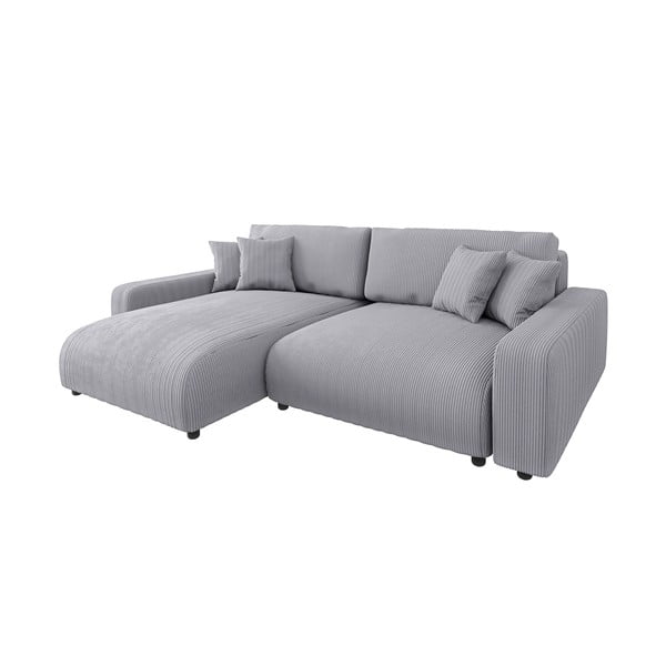 Iš kordinio velveto sulankstoma kampinė sofa šviesiai pilkos spalvos (kintama) Sara – Ropez-image-2