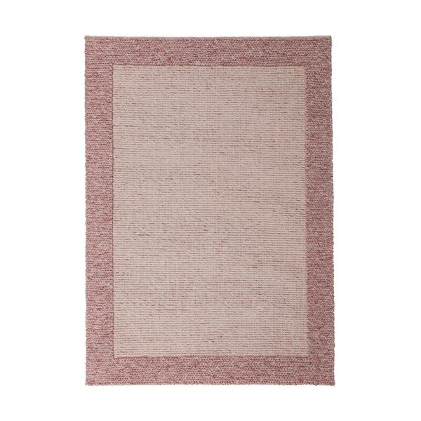 Rankų darbo šviesiai rožinės spalvos iš vilnos mišinio kilimas 160x230 cm Rue – Flair Rugs