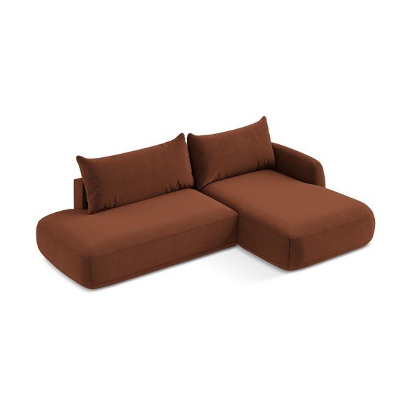Terakotos spalvos sulankstoma kampinė sofa (su dešiniuoju kampu/su gultu) Hale – Makamii-image-4