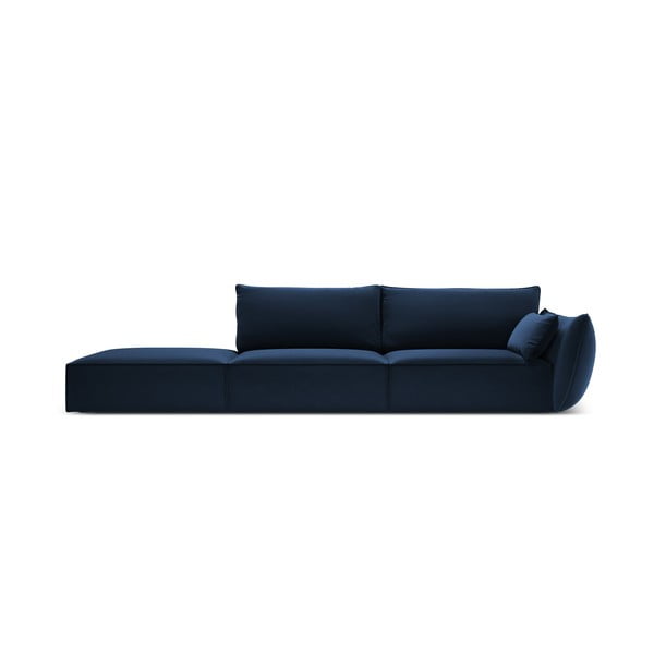 Tamsiai mėlynos spalvos iš velveto sofa su dešiniuoju kampu 264 cm Vanda – Mazzini Sofas