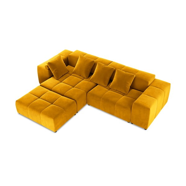 Geltono aksomo kampinė sofa (kintama) Rome Velvet - Cosmopolitan Design-image-3
