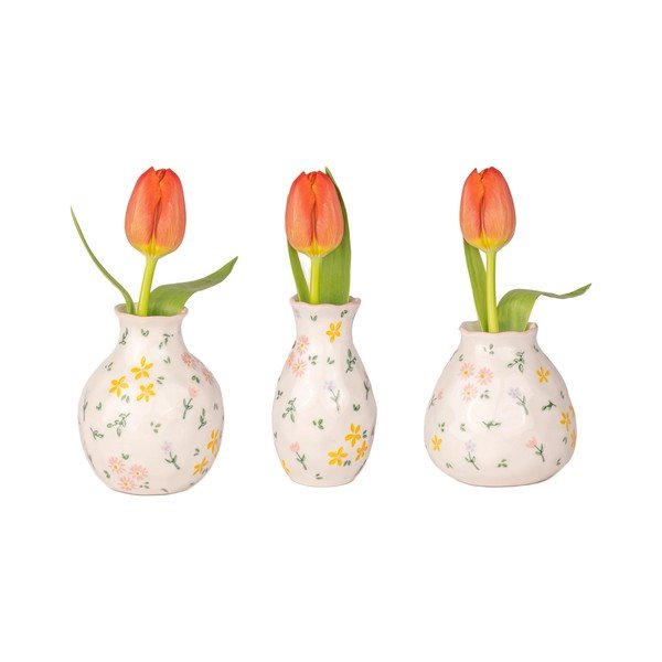 Kreminės spalvos iš akmens masės vazos 3 vnt. (aukštis 10 cm) Ditsy Floral – Sass & Belle-image-3