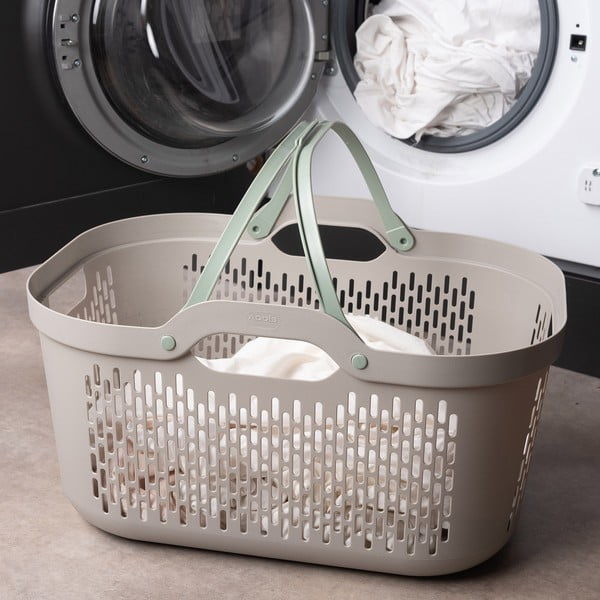 Šviesiai rudos spalvos iš plastiko skalbinių krepšys 45 l – Addis-image-4