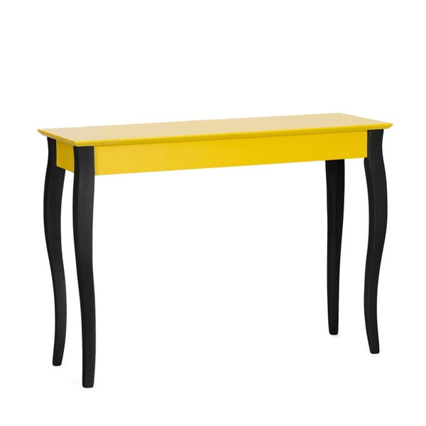 Geltonos spalvos konsolinis staliukas juodomis kojomis "Ragaba Lilo", 105 cm pločio