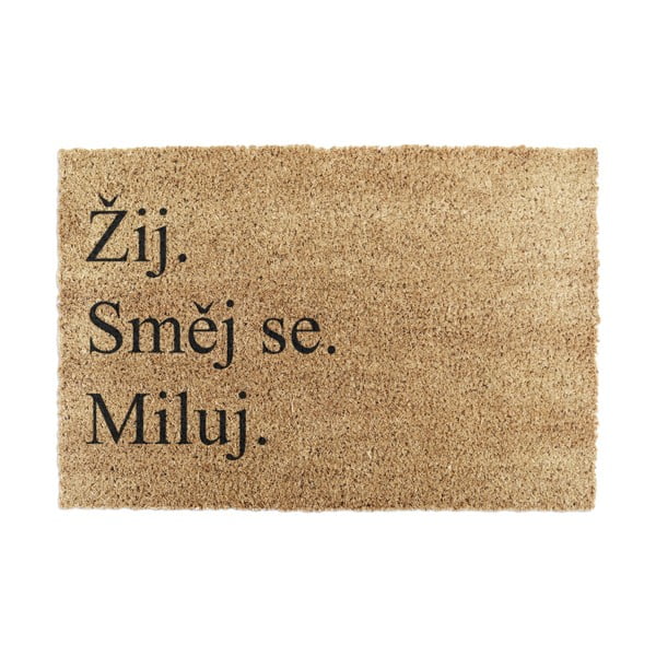 Iš kokoso pluošto grindų kilimėlis 40x60 cm Žij a Miluj – Artsy Doormats