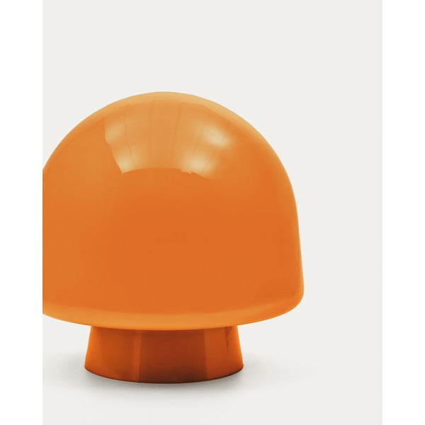 Oranžinės spalvos stalinis šviestuvas (aukštis 20 cm) su stiklo gaubtu Reig – Kave Home-image-2