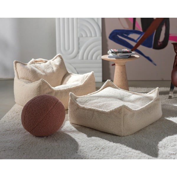 Kreminės spalvos iš boucle vaikiškas sėdmaišis Square – Wigiwama-image-3