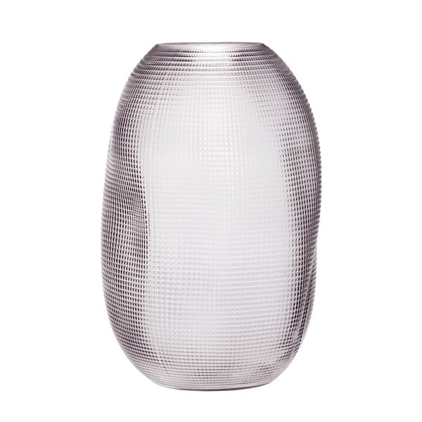 Pilkos spalvos stiklinė vaza Hübsch Glam, aukštis 30 cm