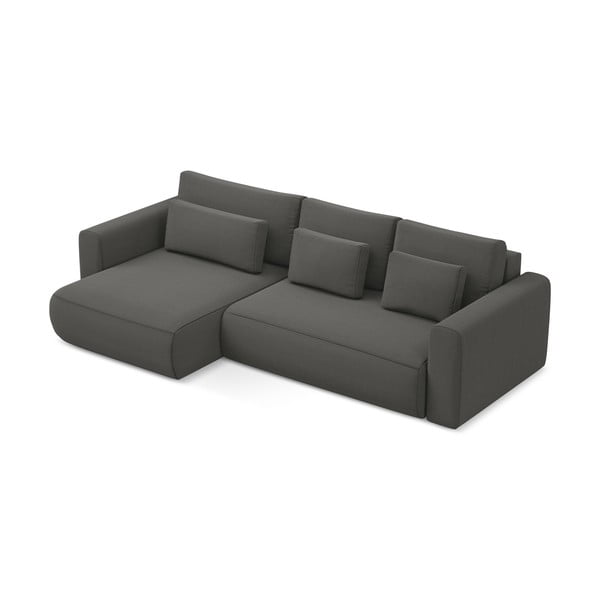 Tamsiai pilkos spalvos iš velveto sulankstoma/su sandėliavimo vieta kampinė sofa (su kairiuoju kampu/su gultu) Kapua – Makamii-image-4