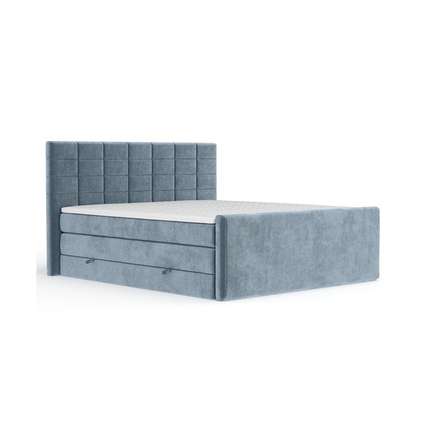 Mėlynos spalvos spyruoklinė lova su sandėliavimo vieta 140x200 cm Ava – Maison de Rêve