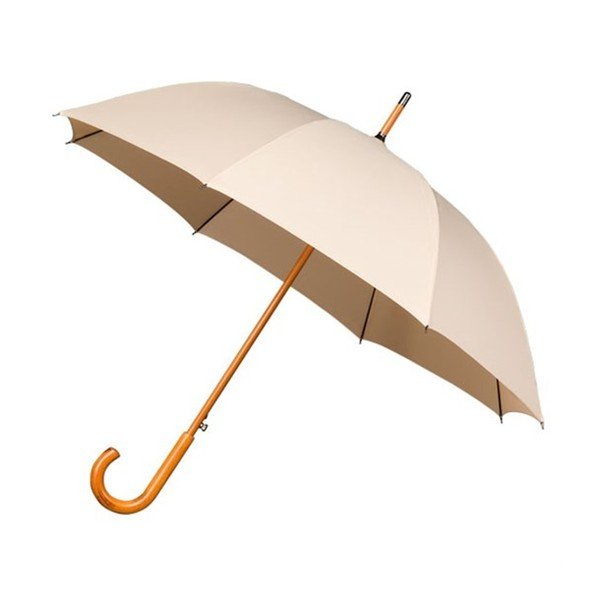 Smėlio spalvos vėjui atsparus skėtis su medine rankena "Ambiance Wooden", ⌀ 102 cm