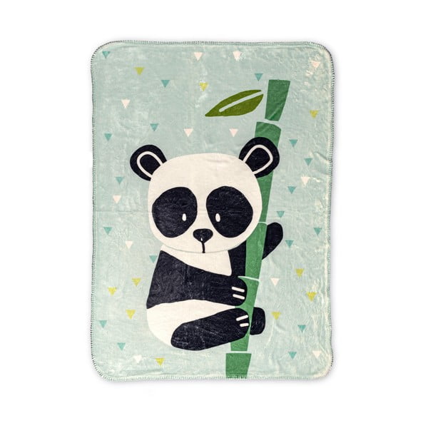 Šviesiai žalia mikropluošto antklodė kūdikiams 140x110 cm Panda - Moshi Moshi