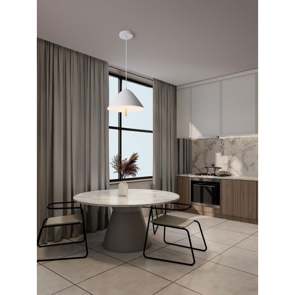 Baltos spalvos iš metalo kabantis šviestuvas LED ø 40 cm su metaliniu gaubtu Oros – Nova Luce-image-2