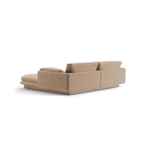 Iš velveto kampinė sofa smėlio spalvos (su kairiuoju kampu/su gultu) Torino – Micadoni -image-3