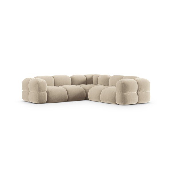 Smėlio spalvos iš velveto kampinė sofa Loretto – Cosmopolitan Design-image-2