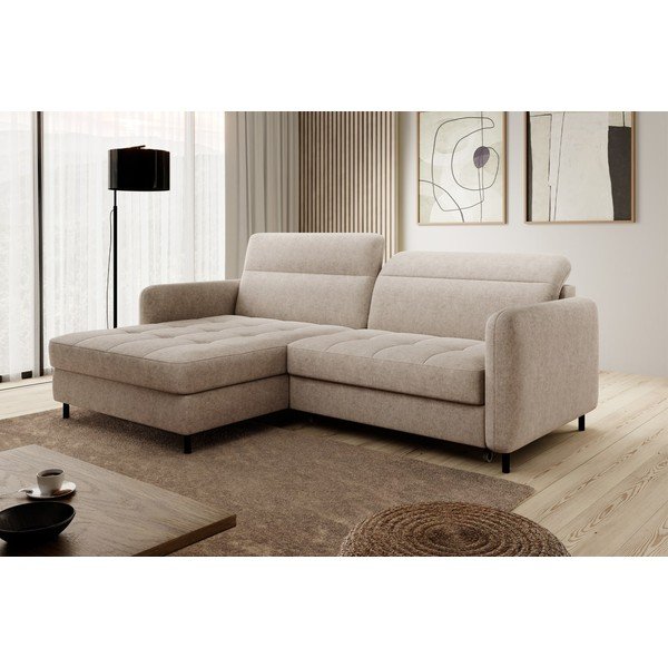 Smėlio spalvos kampinė sofa (su kairiuoju kampu/su gultu) Gomsi – ELTAP-image-4