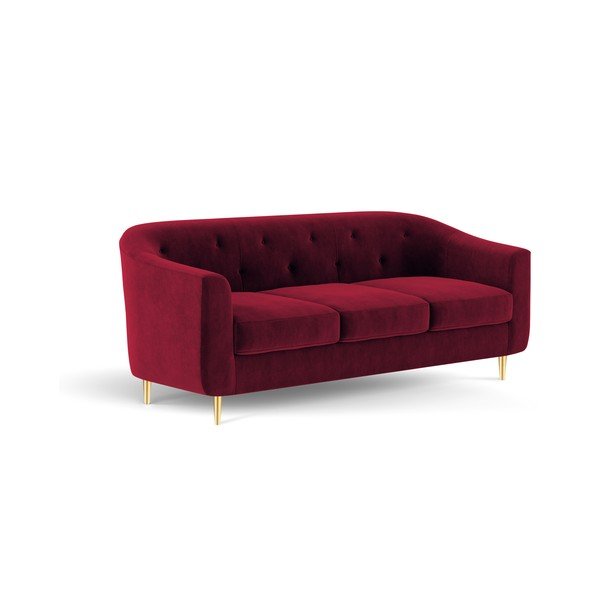 Raudona aksominė sofa Kooko Home Corde, 175 cm-image-4