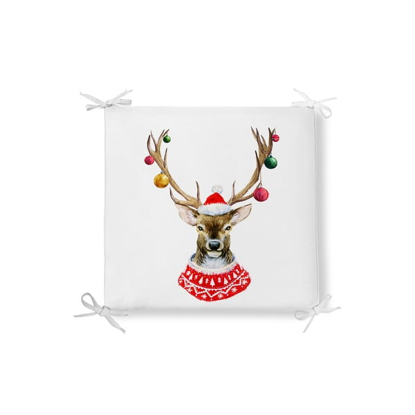Kalėdinė sėdynės pagalvėlė iš medvilnės mišinio Minimalist Cushion Covers Merry Reindeer, 42 x 42 cm