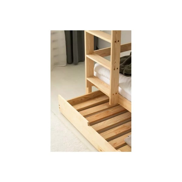 Natūralios spalvos dviauktė/ištraukiama vaikiška lova su sandėliavimo vieta su lovos grotelėmis 90x190 cm CLPBN – Adeko-image-3