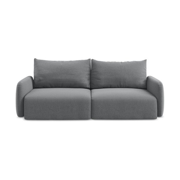 Pilkos spalvos sulankstoma/su sandėliavimo vieta sofa iš velveto 238 cm Kalena – Makamii
