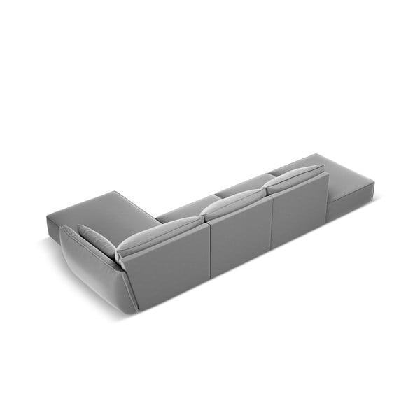 Šviesiai pilkos spalvos iš velveto kampinė sofa (su dešiniuoju kampu/su gultu) Vanda – Mazzini Sofas-image-3