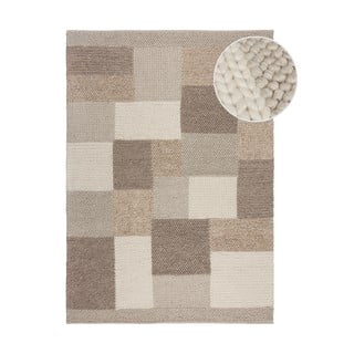 Rankų darbo iš vilnos mišinio kilimas smėlio spalvos 80x150 cm Minerals Patchwork – Flair Rugs