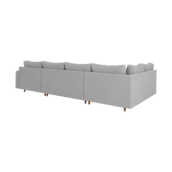 Iš kordinio velveto kampinė sofa šviesiai pilkos spalvos (su dešiniuoju kampu/„U“ formos) Ariella – Ropez-image-2