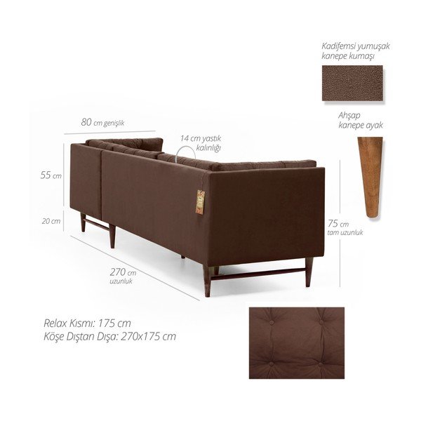 Rudos spalvos sofa dešiniajame kampe "Balcab Home Amalia-image-1