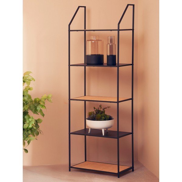 Juodos spalvos/natūralios spalvos iš metalo pastatoma lentyna 61x179x34 cm Depok – Premier Housewares-image-2