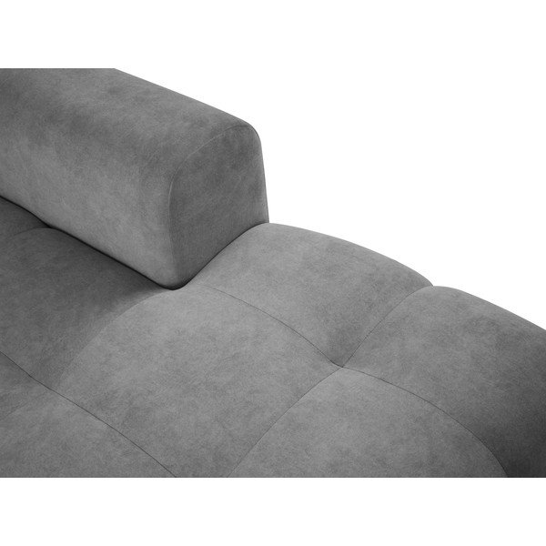 Pilkos spalvos reguliuojama kampinė sofa aksominiu paviršiumi Milo Casa Nico, dešinysis kampas-image-1