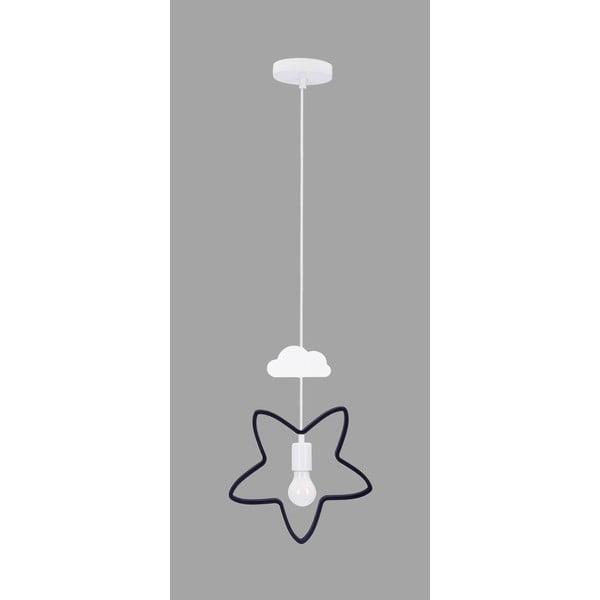 Juodos ir baltos spalvos vaikiškas pakabinamas šviestuvas su metaliniu gaubtu Single – Candellux Lighting-image-1