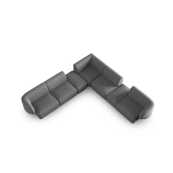 Pilkos spalvos iš šenilinio audinio kampinė sofa Paolo – Milo Casa-image-1