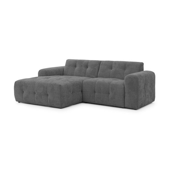 Tamsiai pilkos spalvos kampinė sofa (su kairiuoju kampu/su gultu) Melva – Ropez