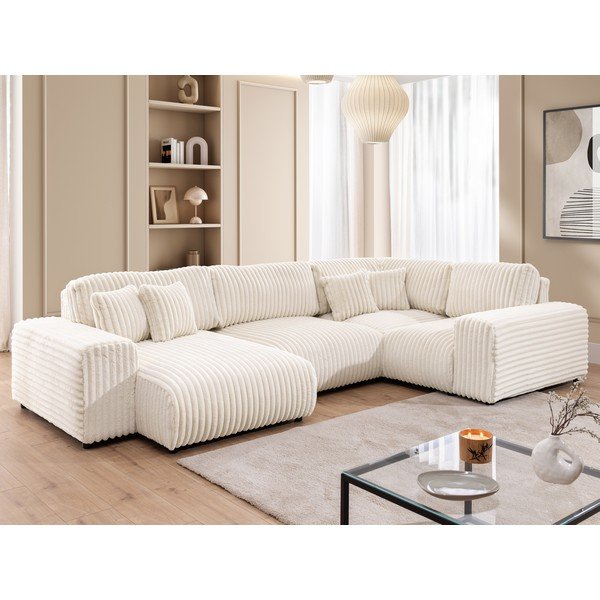 Kreminės spalvos kampinė sofa iš kordinio velveto (su dešiniuoju kampu/„U“ formos) Justin – Ropez-image-4