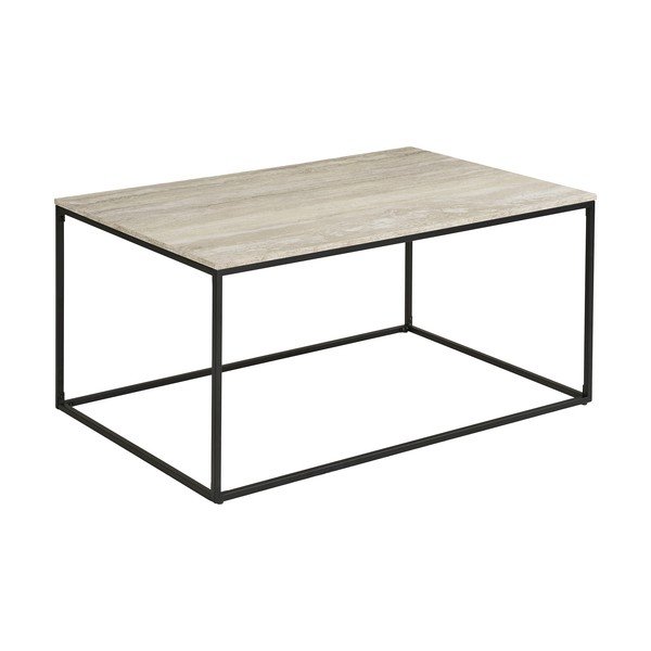Juodos spalvos/smėlio spalvos kavos staliukas su akmens dekoru 60x90 cm Vita – House Nordic