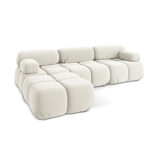 Baltos spalvos iš velveto modulinė kampinė sofa Lokua – Makamii-image-4