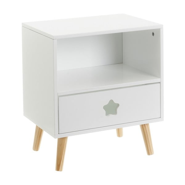 Vaikiškas naktinis staliukas baltos spalvos su lentynomis – Casa Selección