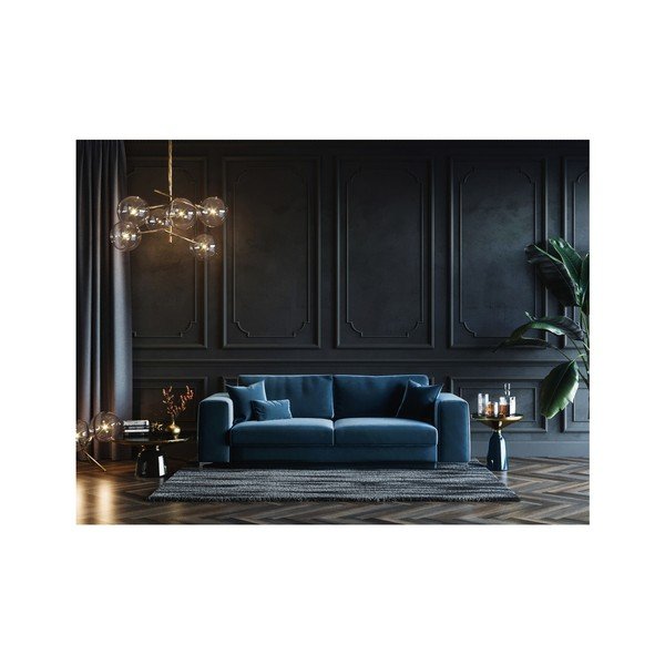 Tamsiai mėlyna aksominė sofa-lova Devichy Rothe, 256 cm-image-3