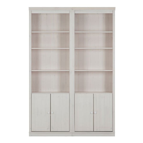 Iš pušies masyvo knygų spinta  baltos spalvos 148x223 cm Anita – Støraa