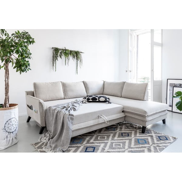 Šviesios smėlio spalvos sofa-lova Miuform Charming Charlie L, dešinysis kampas-image-4